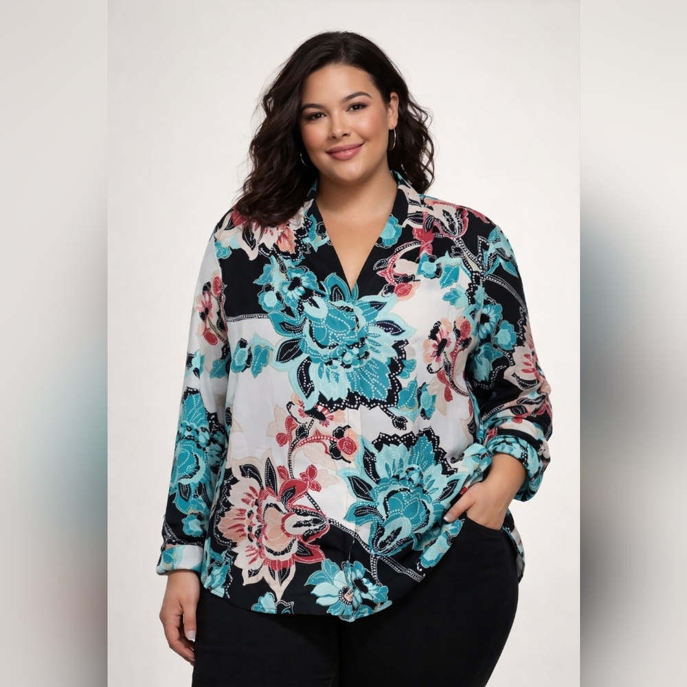 Chico’s Multicolor Floral Flowy Top – Women’s Size 2